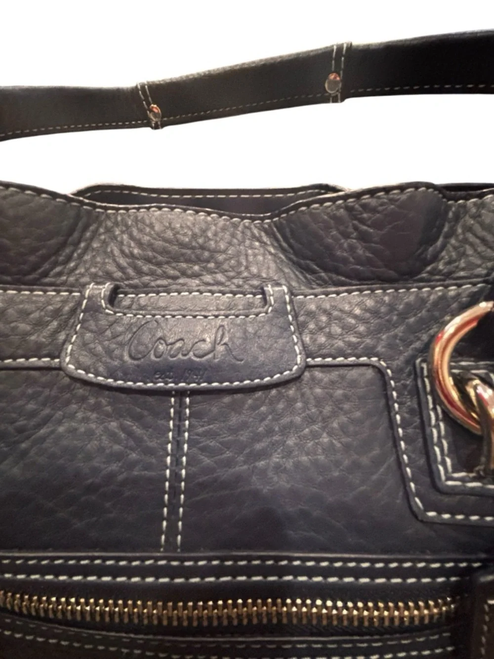 Coach Dark Blue Soft Leather Medium Size Handbag Number M0949-F14686 - Picture 2 of 9
